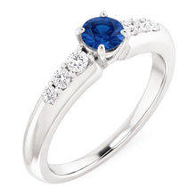Four Prong Natural Earth Mined Diamond Round Blue Sapphire 1.50 Carats Ring
