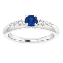Four Prong Natural Earth Mined Diamond Round Blue Sapphire 1.50 Carats Ring