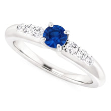 Four Prong Natural Earth Mined Diamond Round Blue Sapphire 1.50 Carats Ring