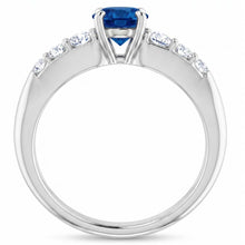 Four Prong Natural Earth Mined Diamond Round Blue Sapphire 1.50 Carats Ring