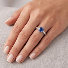 Four Prong Natural Earth Mined Diamond Round Blue Sapphire 1.50 Carats Ring