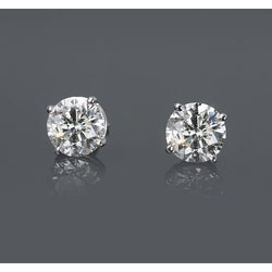 Four Prong Round Real Diamond Stud Earring 2 Carats