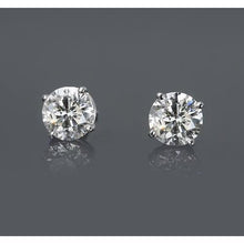 Four Prong Round Natural Earth Mined Diamond Stud Earring 2 Carats