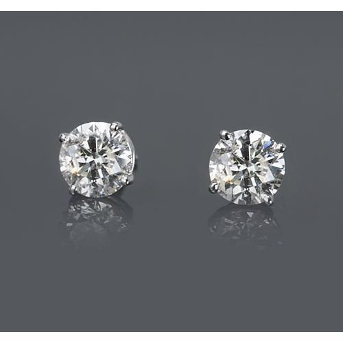 Four Prong Round Real Diamond Stud Earring 2 Carats
