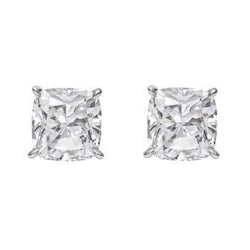 Four Prong Set Big Cushion Cut Natural Diamond Stud Earring White Gold 4 Ct