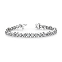 Four Prong Setting Round Natural Earth Mined Diamond Ladies Bracelet White Gold 6.40 Ct