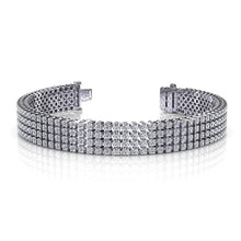 Four Row 7.80 Carats Round Cut Real Diamonds Bracelet White Gold 14K