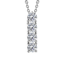 Four Stone Necklace Pendant 2 Carats Real Diamonds White Gold 14K