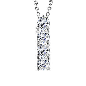 Four Stone Necklace Pendant 2 Carats Real Diamonds White Gold 14K