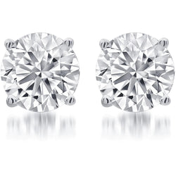G VS1 Round Cut 5 Carats Real Diamonds Stud Earrings Platinum