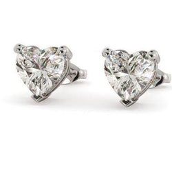 G Vs1 Solitaire Heart Shape 4 Ct. Real Diamonds Studs Earrings WG 14K