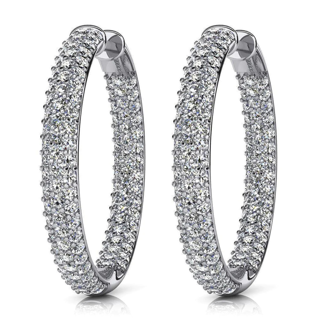 G Vvs1 Round Cut 8 Carats Real Diamonds Hoop Earrings 14K White Gold New