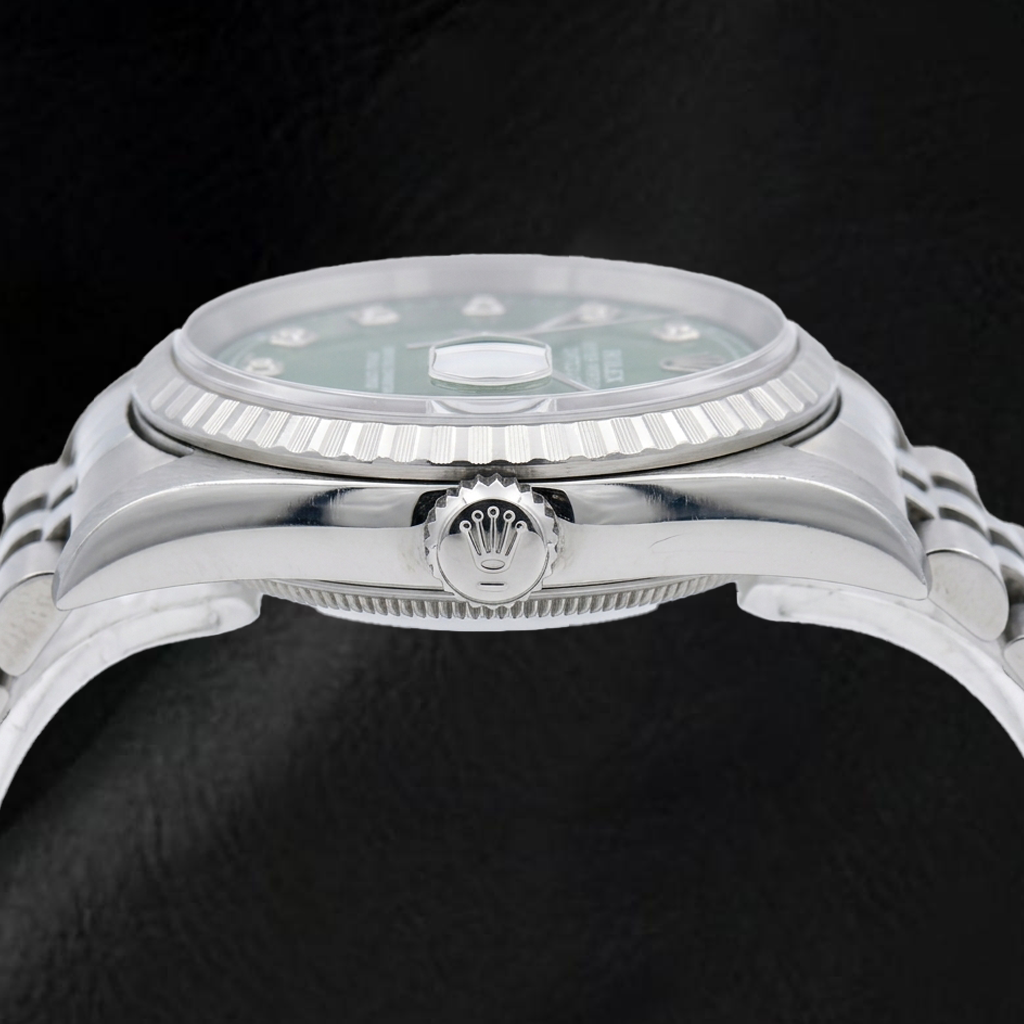 Rolex Datejust 16220 36mm Green Diamond Dial Stainless Steel Watch