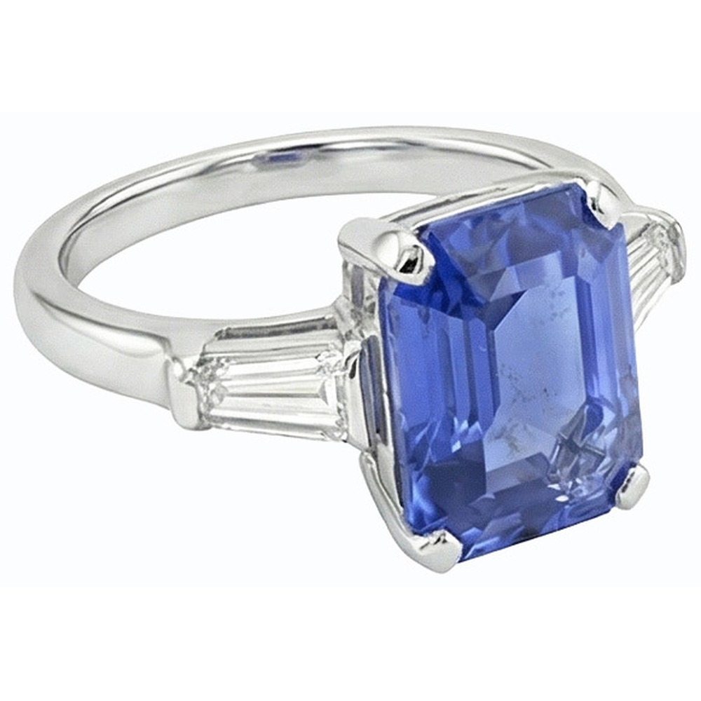 natural emerald sapphire 2.50ct ring profile view