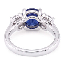 Gemstone 3 Stone Ring Round Sri Lankan Sapphire 2.50 Carats Natural Earth Mined Diamond