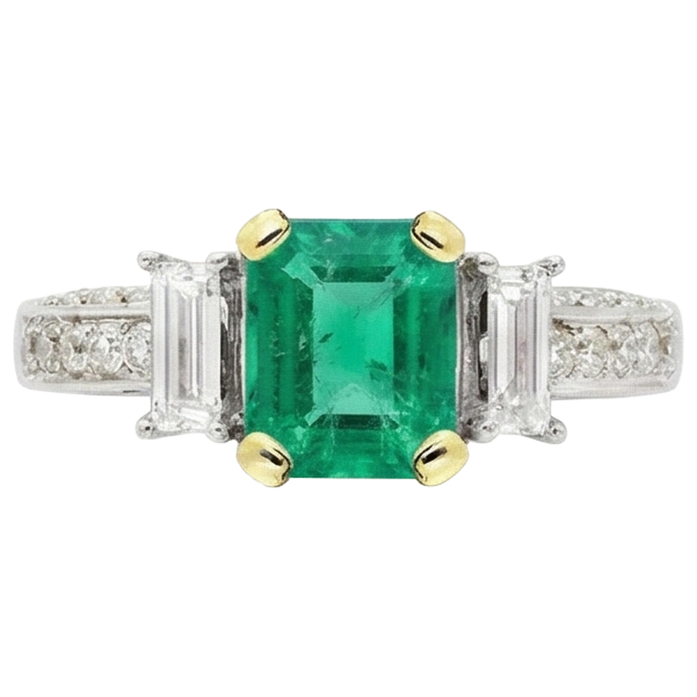 Authentic Fine Emerald Gemstone Ring – profile view
