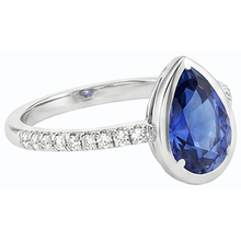 Gemstone Bezel Set Blue Sapphire Ring & Natural Earth Mined Diamonds 3.50 Carats