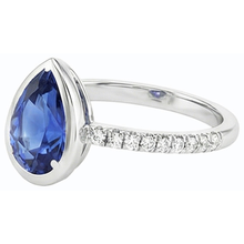 Gemstone Bezel Set Blue Sapphire Ring & Natural Earth Mined Diamonds 3.50 Carats