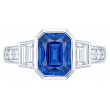 Gemstone Bezel Set Radiant Sapphire Ring Natural Earth Mined Diamond Jewellery 2.50 Carats