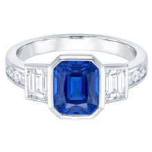 Gemstone Bezel Set Radiant Sapphire Ring Natural Earth Mined Diamond Jewellery 2.50 Carats