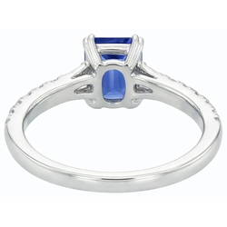 Gemstone Blue Sapphire Ring Baguette & Round Accents 3.50 Carats