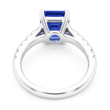 Gemstone Blue Sapphire Ring Baguette & Round Accents 3.50 Carats