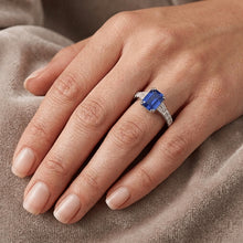 Gemstone Blue Sapphire Ring Baguette & Round Accents 3.50 Carats