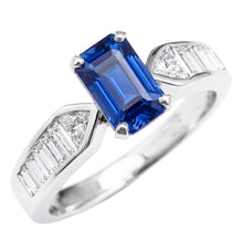 Gemstone Blue Sapphire Ring Trillion & Baguettes Accented 3.50 Carats