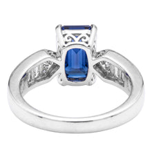 Gemstone Blue Sapphire Ring Trillion & Baguettes Accented 3.50 Carats