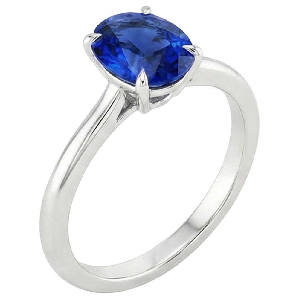Gemstone Ceylon Sapphire Engagement Ring Oval Cut 2 Carats Prong Set