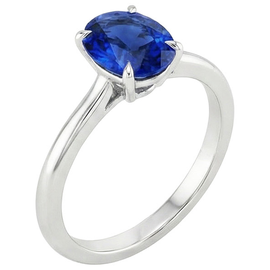 Gemstone Ceylon Sapphire Engagement Ring Oval Cut 2 Carats Prong Set
