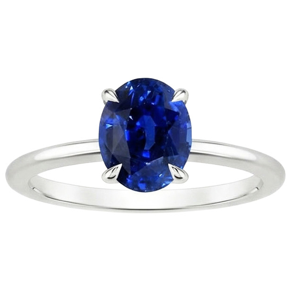 Gemstone Ceylon Sapphire Engagement Ring Oval Cut 2 Carats Prong Set