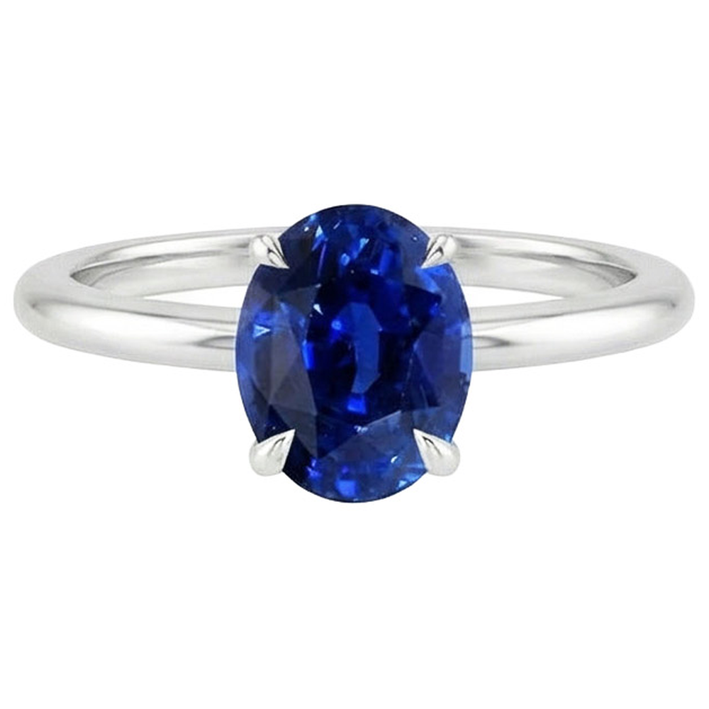 Gemstone Ceylon Sapphire Engagement Ring Oval Cut 2 Carats Prong Set