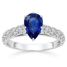 Gemstone Ceylon Sapphire Engagement Ring & Natural Earth Mined Diamonds 3 Carats Gold