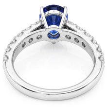 Gemstone Ceylon Sapphire Engagement Ring & Natural Earth Mined Diamonds 3 Carats Gold