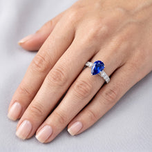 Gemstone Ceylon Sapphire Engagement Ring & Natural Earth Mined Diamonds 3 Carats Gold