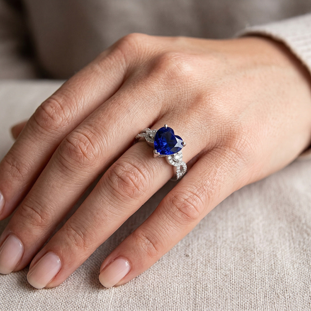 Gemstone Ceylon Sapphire Engagement Ring & Round Natural Earth Mined Diamonds 4.50 Carats