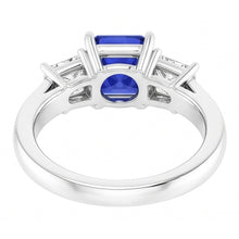 Gemstone Cushion Sapphire Ring Princess & Round Natural Earth Mined Diamonds 3 Carats