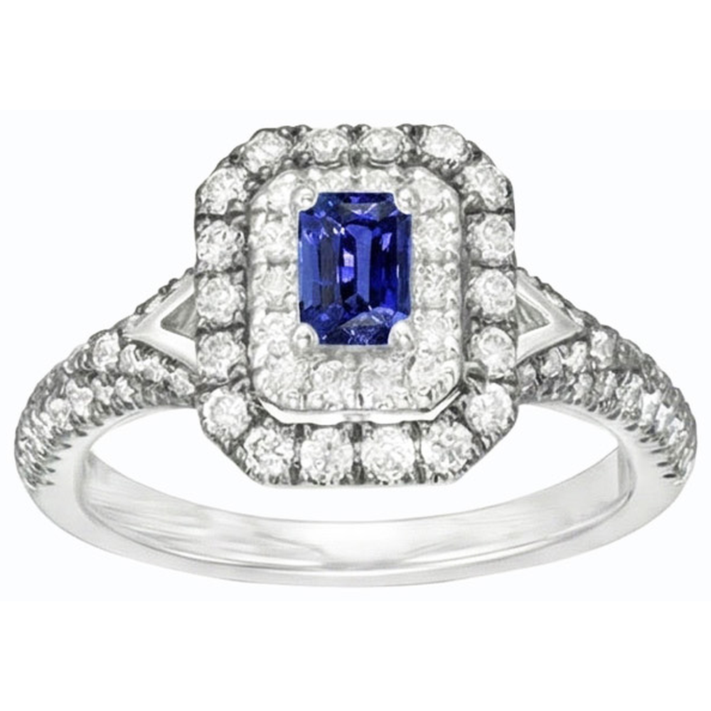 natural emerald sapphire 3.50ct ring profile view
