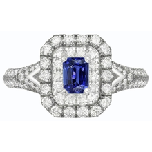 natural emerald sapphire 3.50ct ring on white background