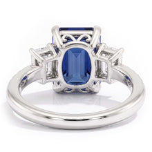 Gemstone Emerald Blue Sapphire Ring 3 Stone Style & Natural Earth Mined Diamonds 4 Carats