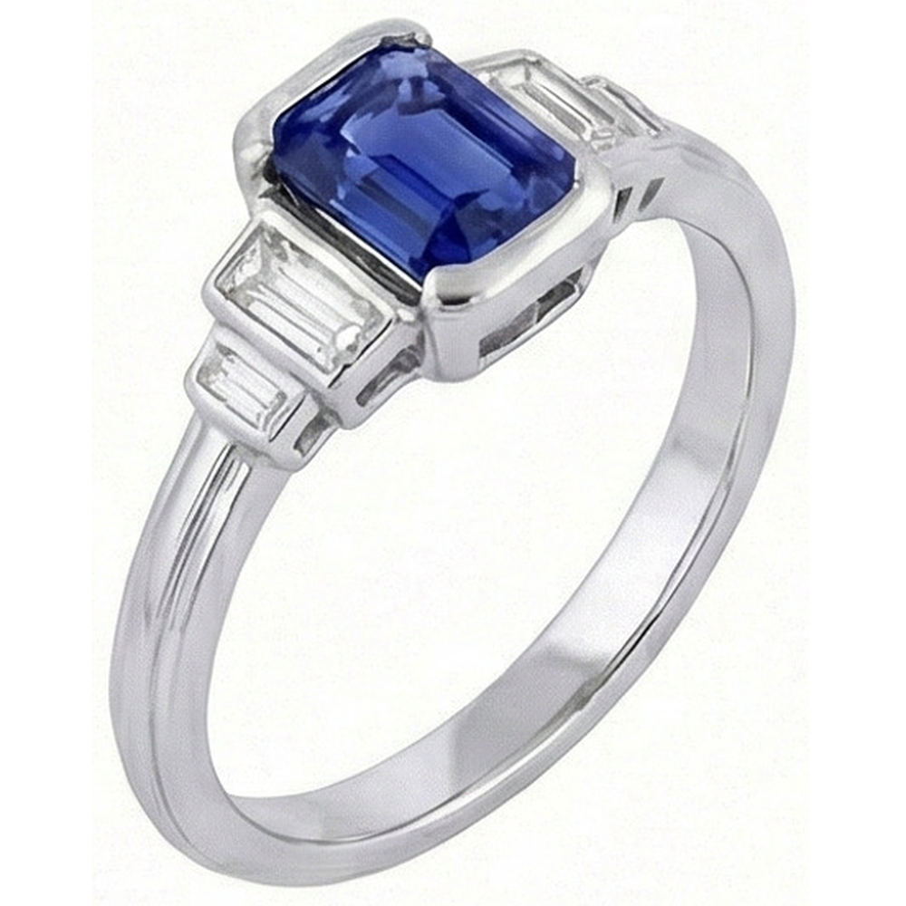 natural emerald sapphire 2ct ring front view