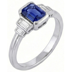 Natural Sapphire Ring 2ct - White Gold 14K