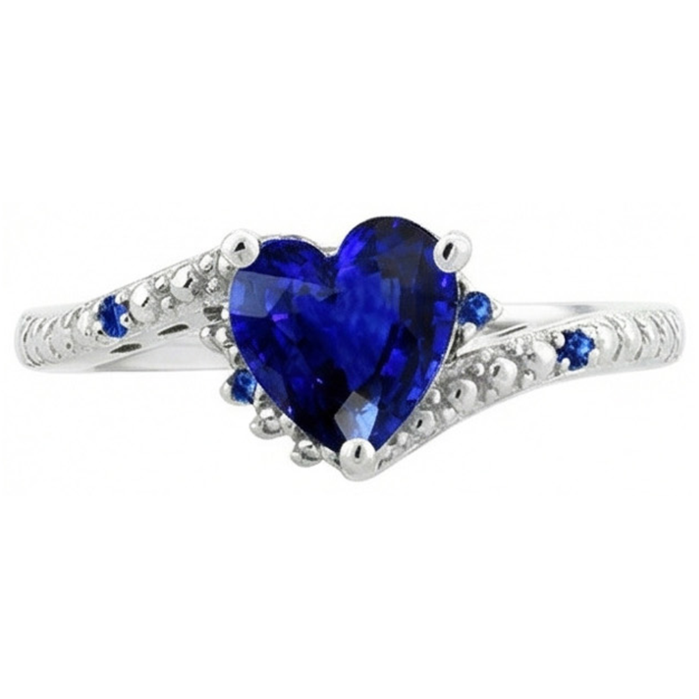 natural round sapphire 2ct ring on white background