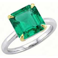 Colored Stone Ring 14K Two Tone Gold with Emerald – side view