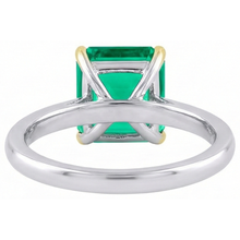 Natural Emerald Colored Stone Ring 5 ct 14K Two Tone Gold – back view