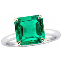 Emerald Colored Stone Ring 5-ct 14K Two Tone Gold – angle view