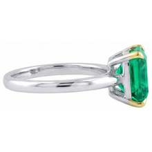 Colored Stone Ring 14K Two Tone Gold with Emerald – profile view