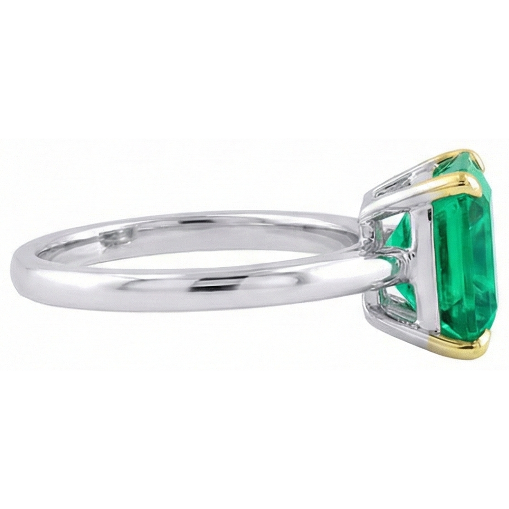 Colored Stone Ring 14K Two Tone Gold with Emerald – profile view
