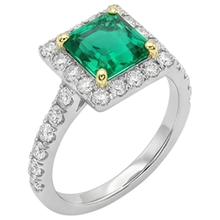 Precious Stone Ring 14K Two Tone Gold with Colombian Emerald – side view